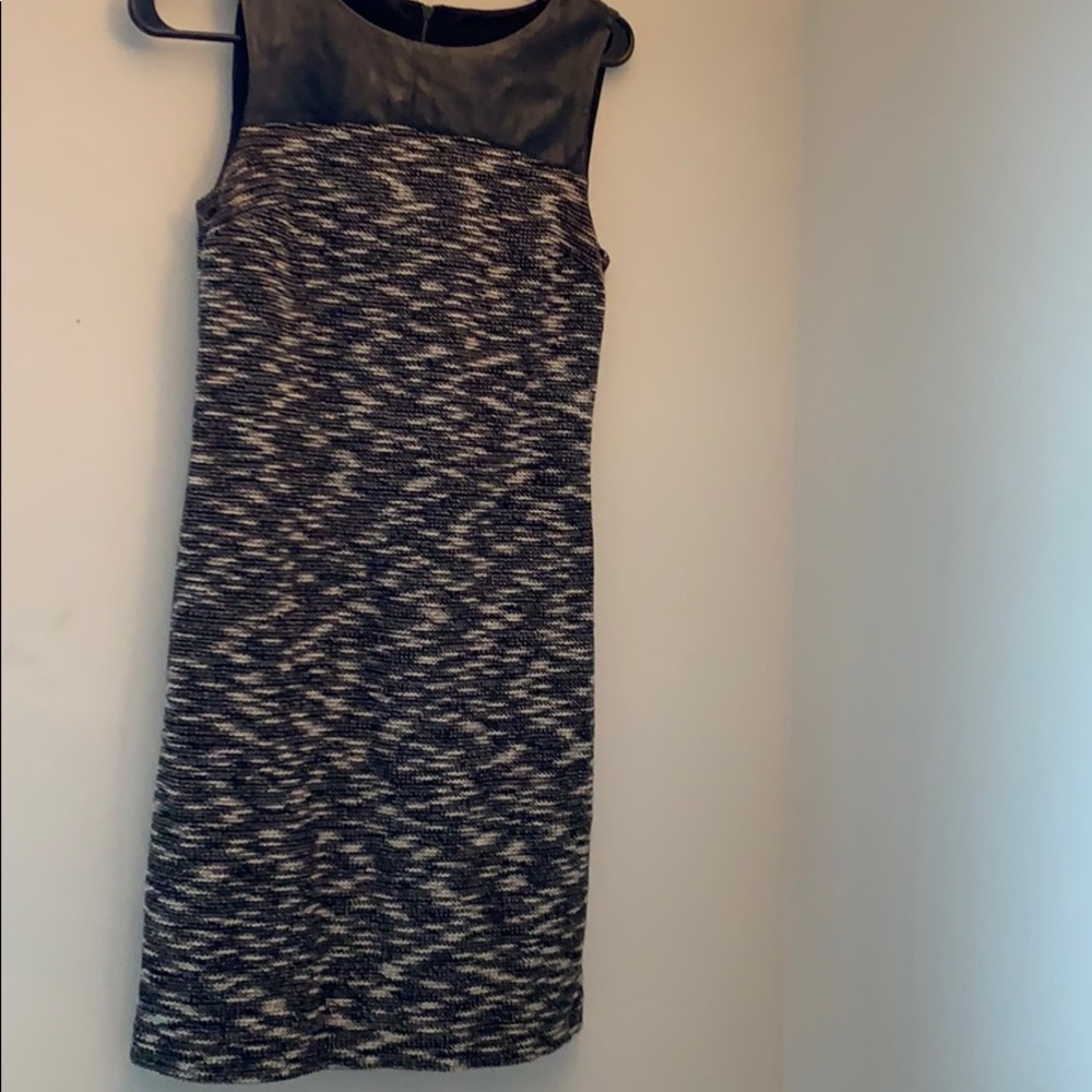 Faux leather and knit dress